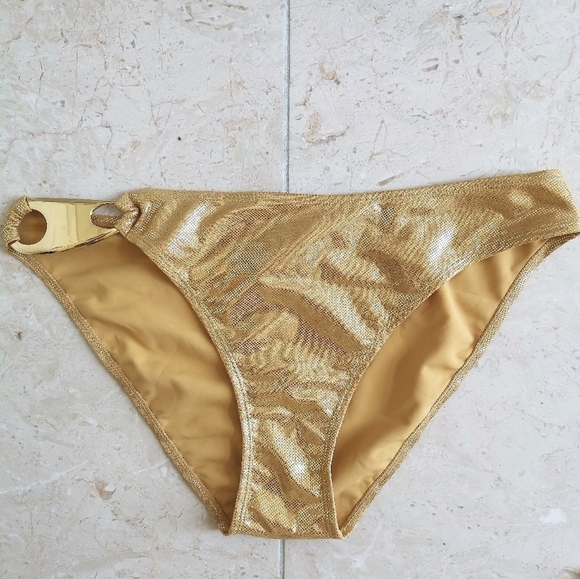 NWT Gold Lame Bikini Two Piece Swimsuit Size 14 C Cup - Picture 10 of 12